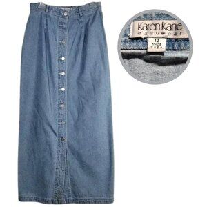 Women's Jean Skirt Size 12 Button Up Denim Vintage Karen Kane Trendy Skirts